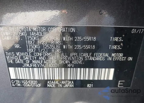 2017 Toyota Rav4 Se from USA, damaged, VIN JTMJFREV7HJ140001